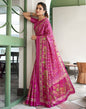 Rani Pink Printed Silk Saree