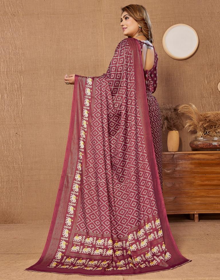 Maroon Printed Saree