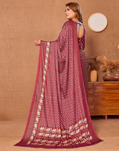 Maroon Printed Saree