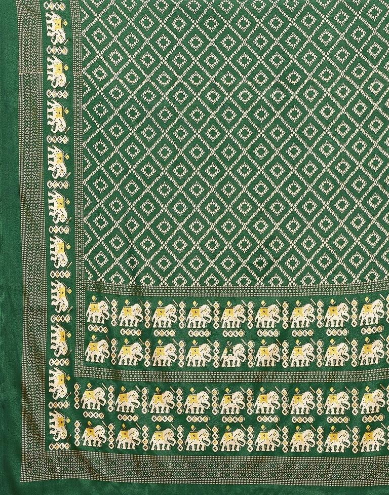 Dark Green Printed Saree