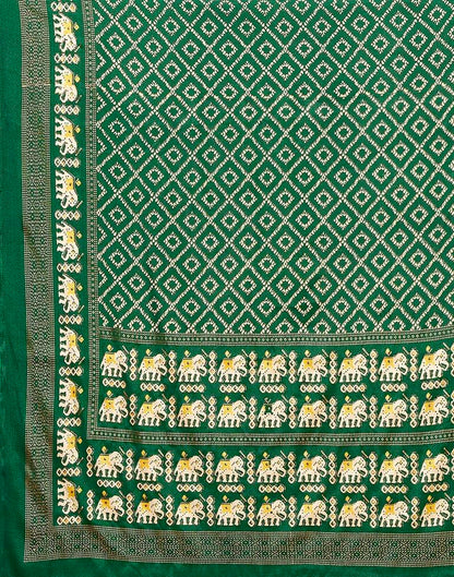 Dark Green Printed Saree