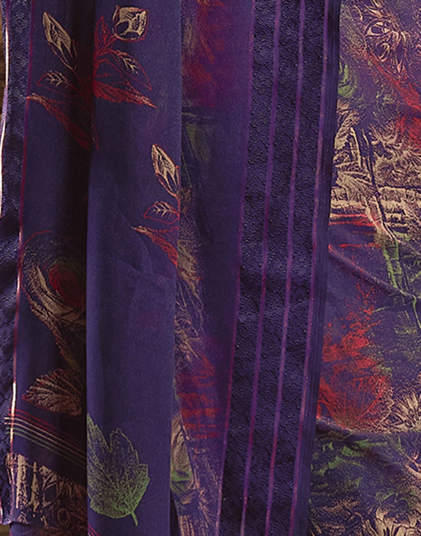 Deep Violet Printed Georgette Saree
