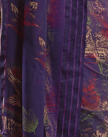 Deep Violet Printed Georgette Saree