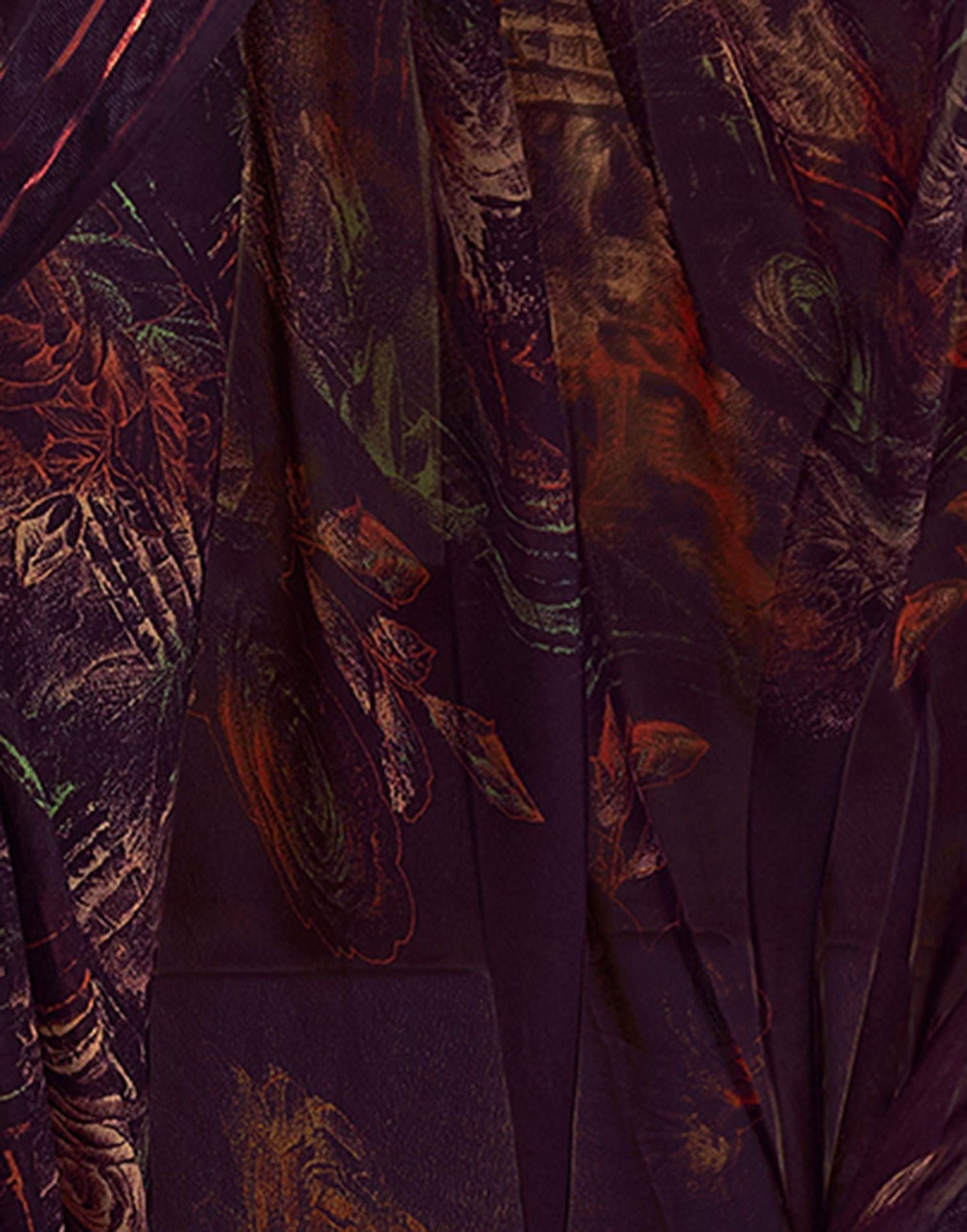 Deep Purple Printed Georgette Saree