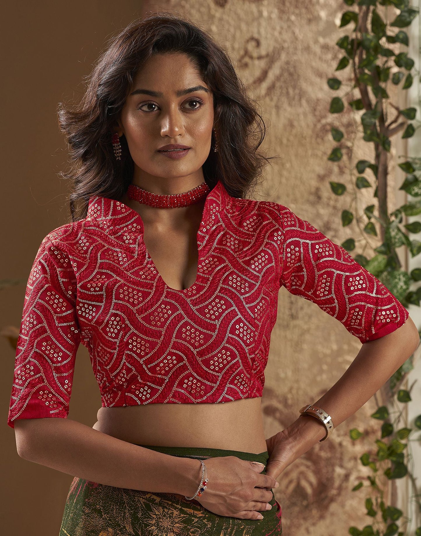 Bottle Green Printed Georgette Saree