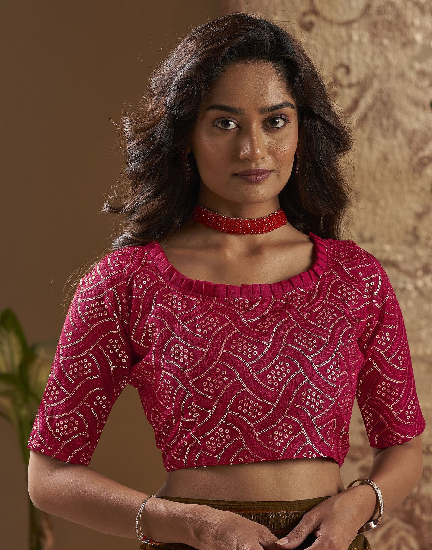 Brown Printed Georgette Saree