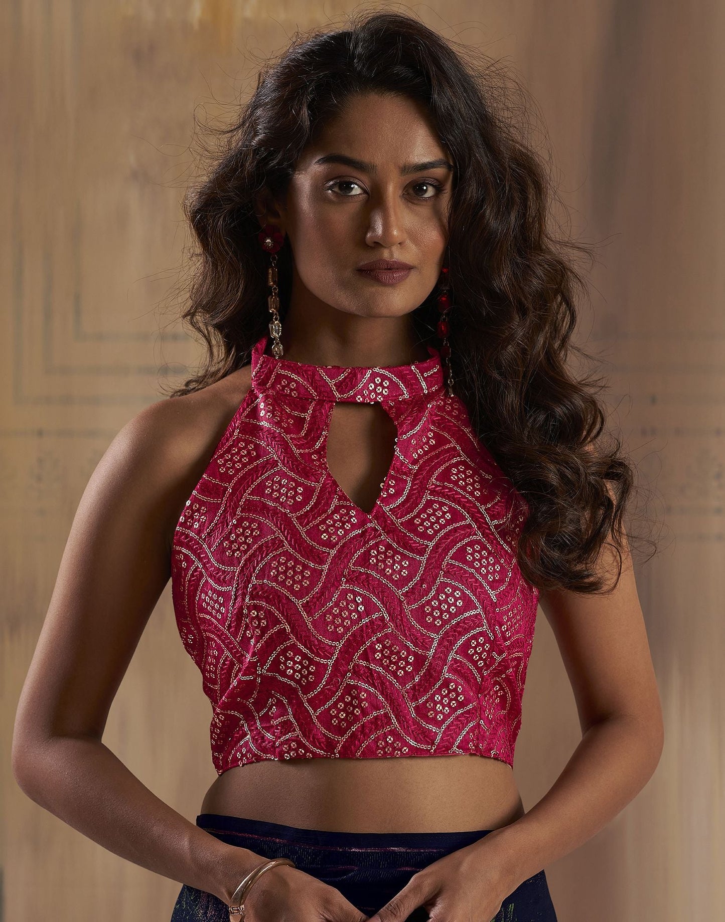 Navy Blue Printed Georgette Saree