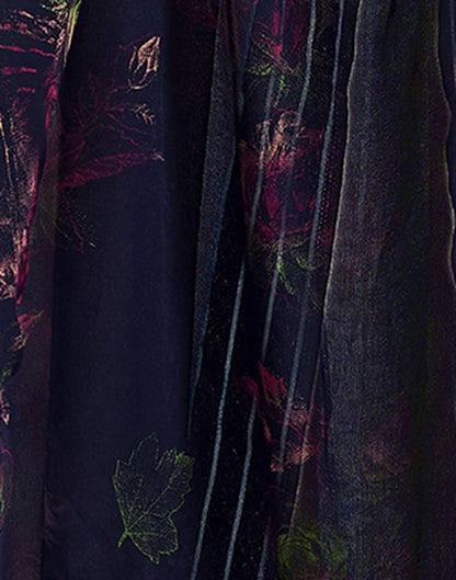 Navy Blue Printed Georgette Saree