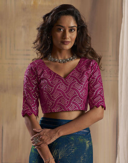 Magenta Printed Georgette Saree