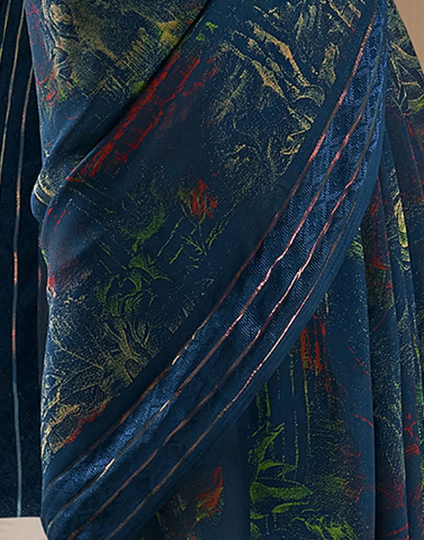 Magenta Printed Georgette Saree