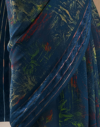 Magenta Printed Georgette Saree