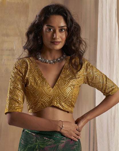 Mehndi Green Printed Georgette Saree