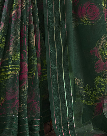 Mehndi Green Printed Georgette Saree