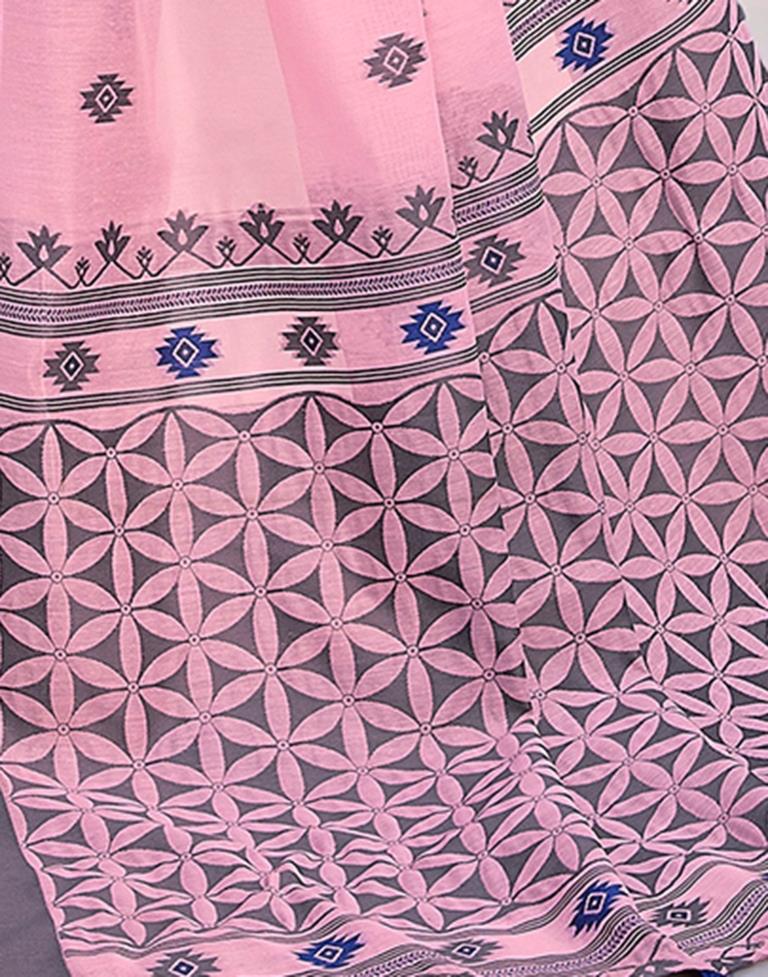 Light Pink Silk Plain Saree