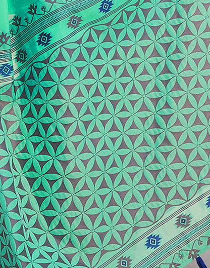 Turquoise Silk Plain Saree