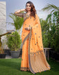 Light Orange Silk Plain Saree