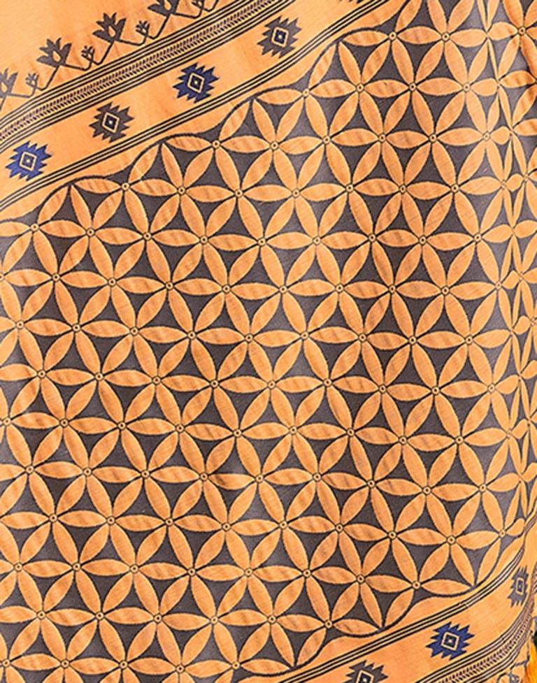 Light Orange Silk Plain Saree