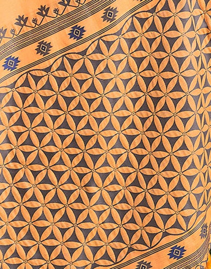 Light Orange Silk Plain Saree