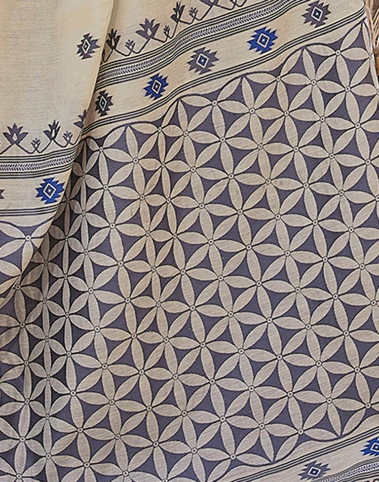 Beige Silk Plain Saree