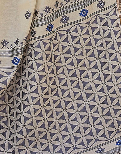 Beige Silk Plain Saree