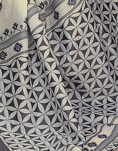 Off White Silk Plain Saree