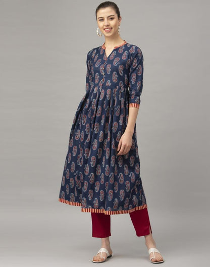 Blue Printed Cotton Kurti | Leemboodi