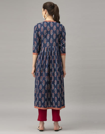 Blue Printed Cotton Kurti | Leemboodi