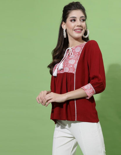Red Gathered Top | Sudathi