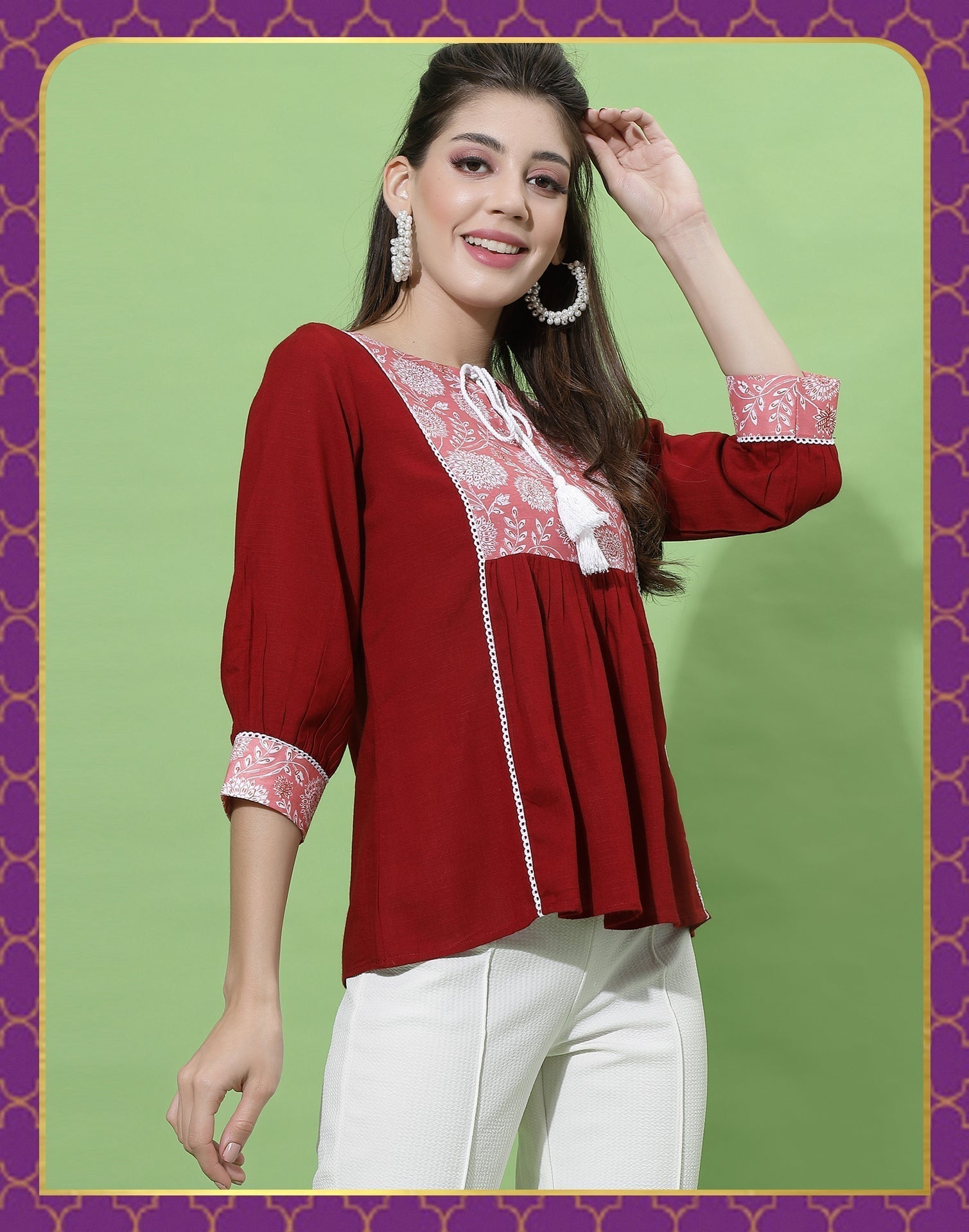 Red Gathered Top | Sudathi