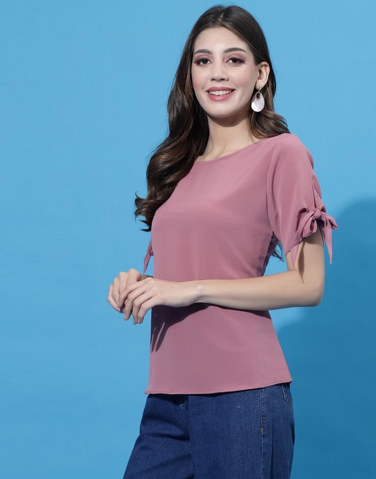 Onion Pink tie up Sleeve Top | Leemboodi