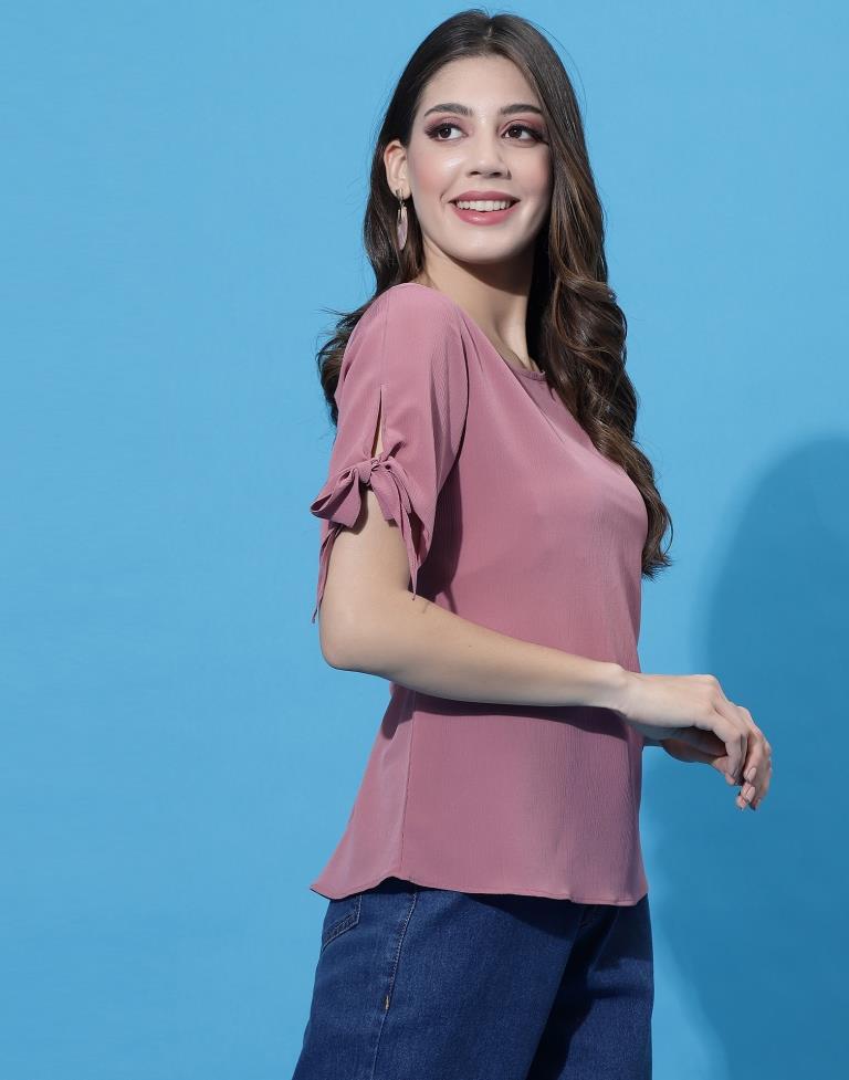 Onion Pink tie up Sleeve Top | Leemboodi