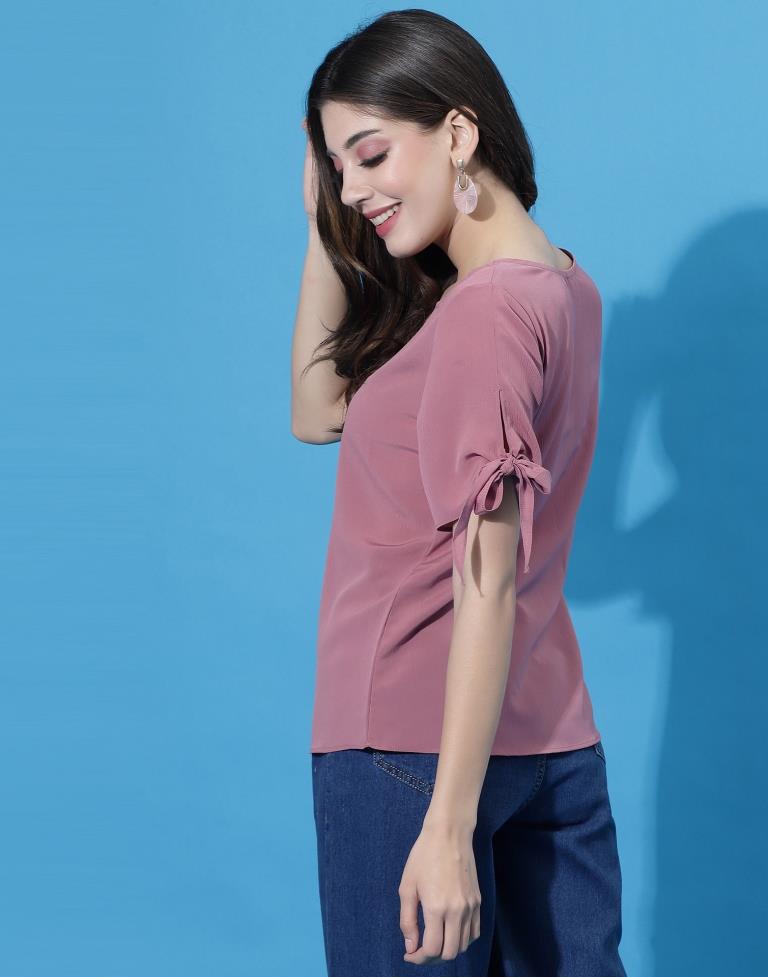 Onion Pink tie up Sleeve Top | Leemboodi