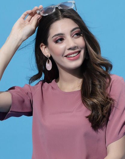 Onion Pink tie up Sleeve Top | Leemboodi