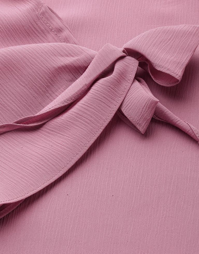 Onion Pink tie up Sleeve Top | Leemboodi