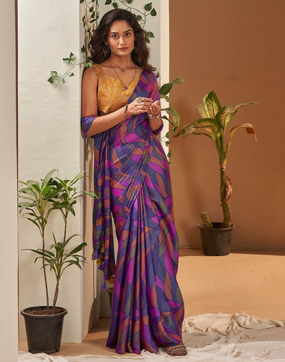 Violet Printed Chiffon Saree