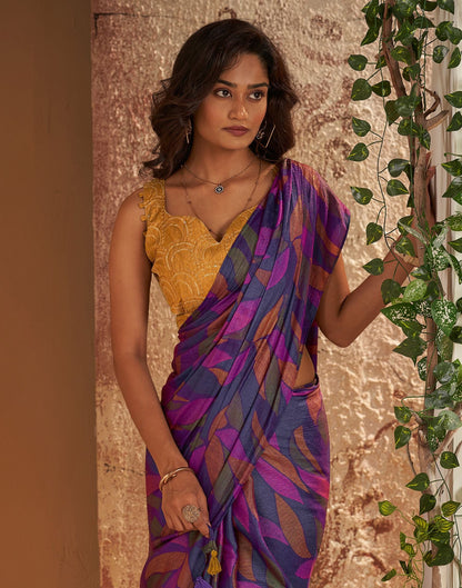 Violet Printed Chiffon Saree