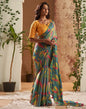Turquoise Printed Chiffon Saree