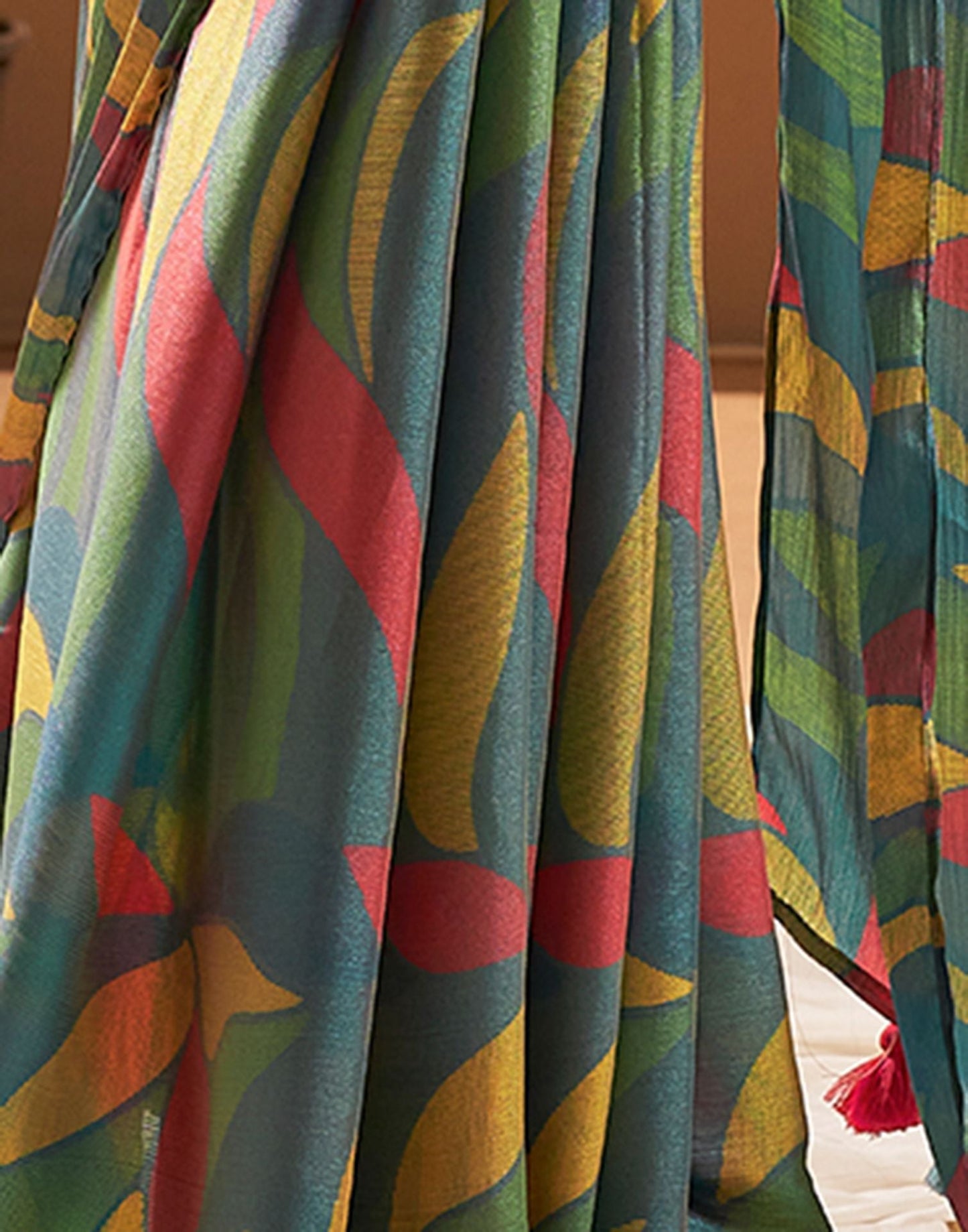 Turquoise Printed Chiffon Saree