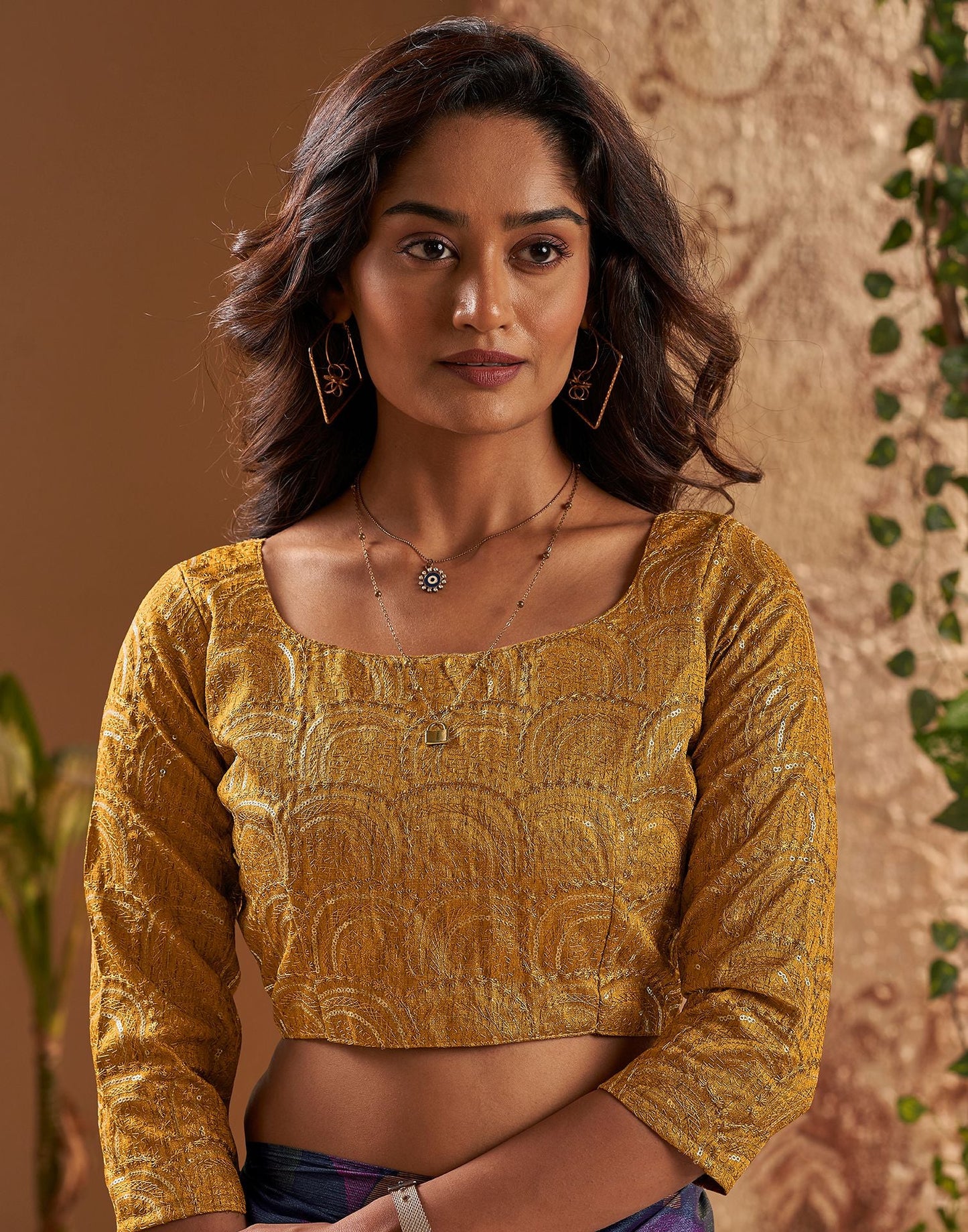 Navy Blue Printed Chiffon Saree