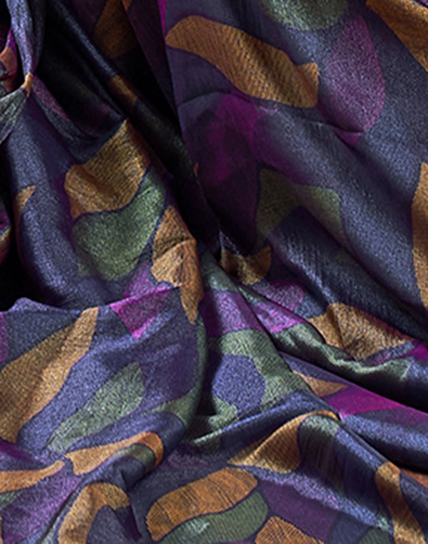 Navy Blue Printed Chiffon Saree