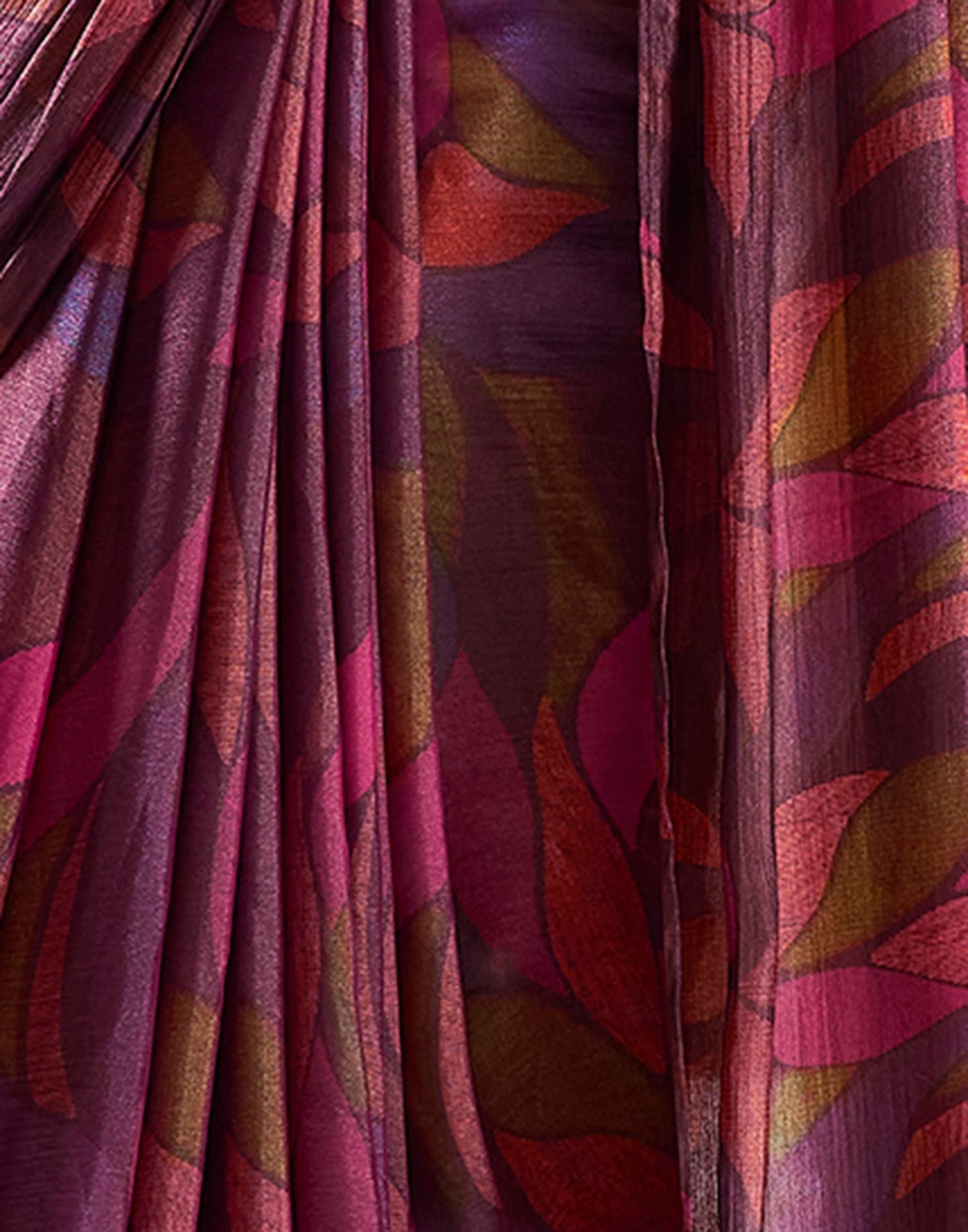 Deep Purple Printed Chiffon Saree