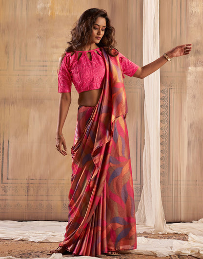 Mustard Printed Chiffon Saree