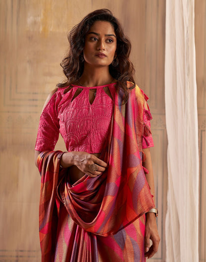 Mustard Printed Chiffon Saree