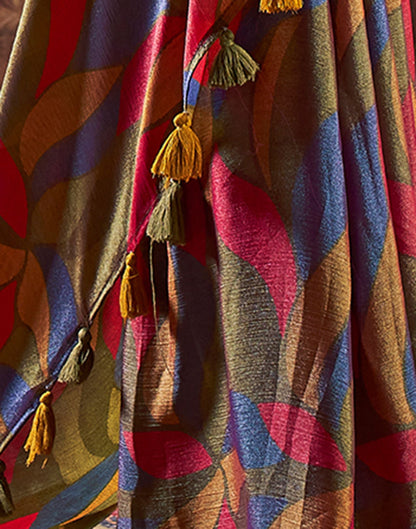 Mehndi Green Printed Chiffon Saree