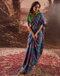 Dark Blue Printed Chiffon Saree