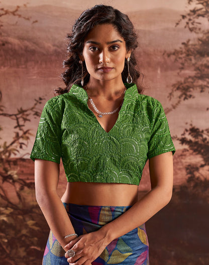 Dark Blue Printed Chiffon Saree