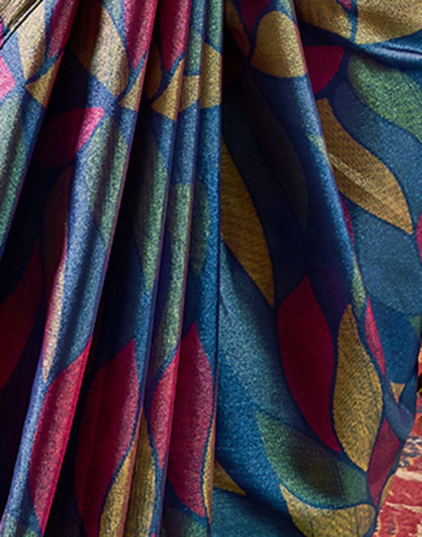 Dark Blue Printed Chiffon Saree