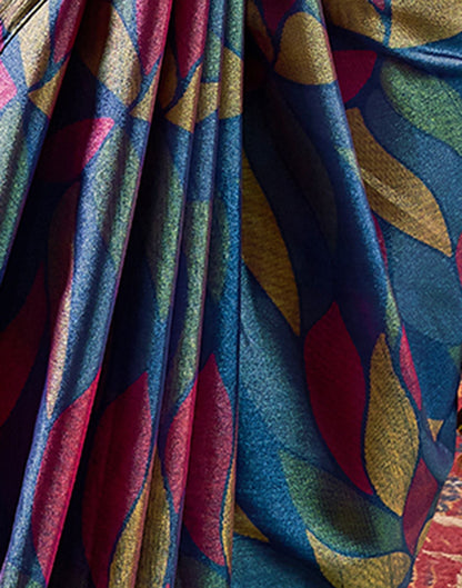 Dark Blue Printed Chiffon Saree