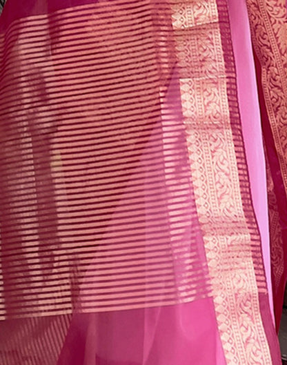 Wine Plain Organza Saree