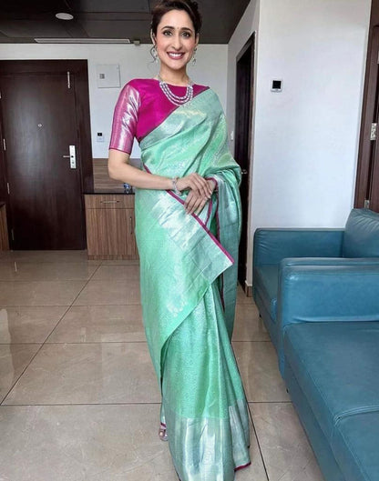 Mint Green Plain Silk Saree
